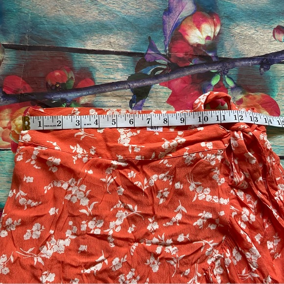 Gap Orange White Floral  Wrap Ruffle Skirt Size 4 - Picture 5 of 8